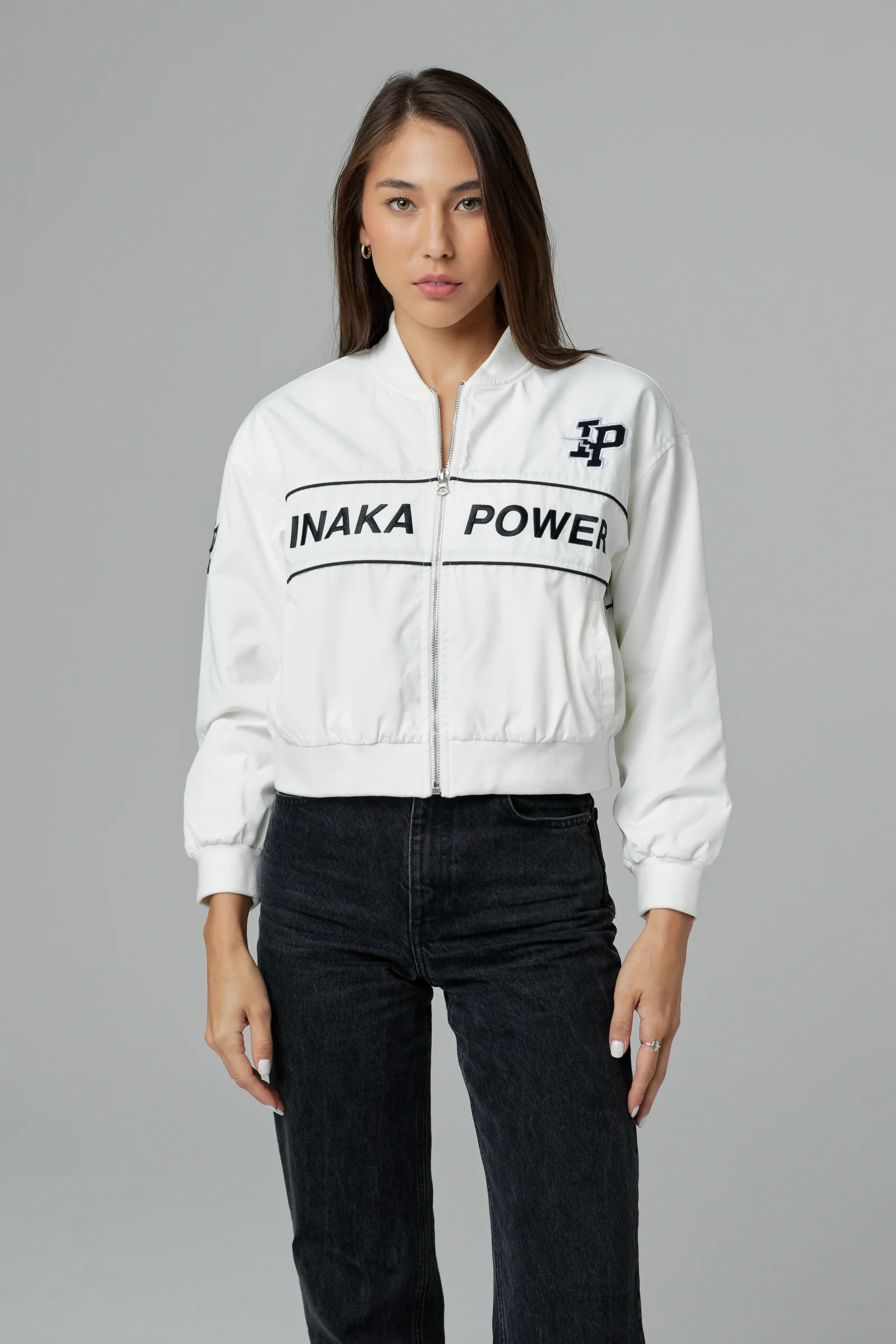 WOMEN'S CROPPED BOMBER - IVORY - Image 3